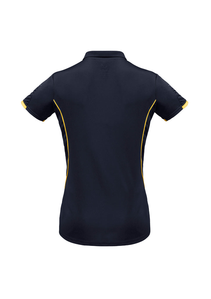Razor Womens Short Sleeve Polo Navy/Gold back view