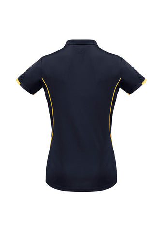 Razor Womens Short Sleeve Polo Navy/Gold back view