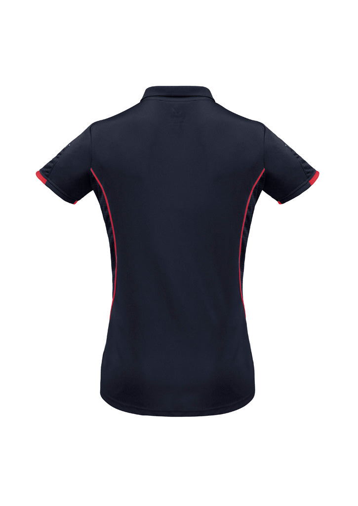 Razor Womens Short Sleeve Polo Navy/Red back view