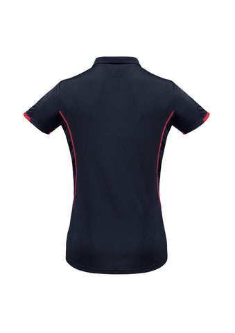 Razor Womens Short Sleeve Polo Navy/Red back view