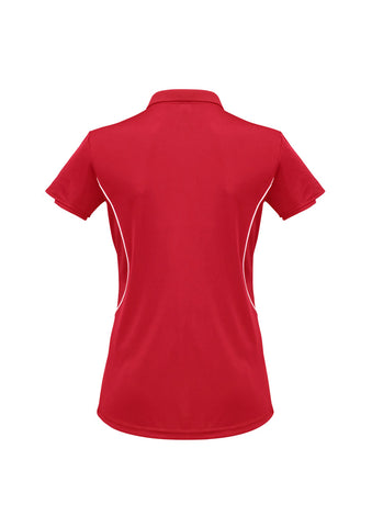Razor Womens Short Sleeve Polo Red/White back view