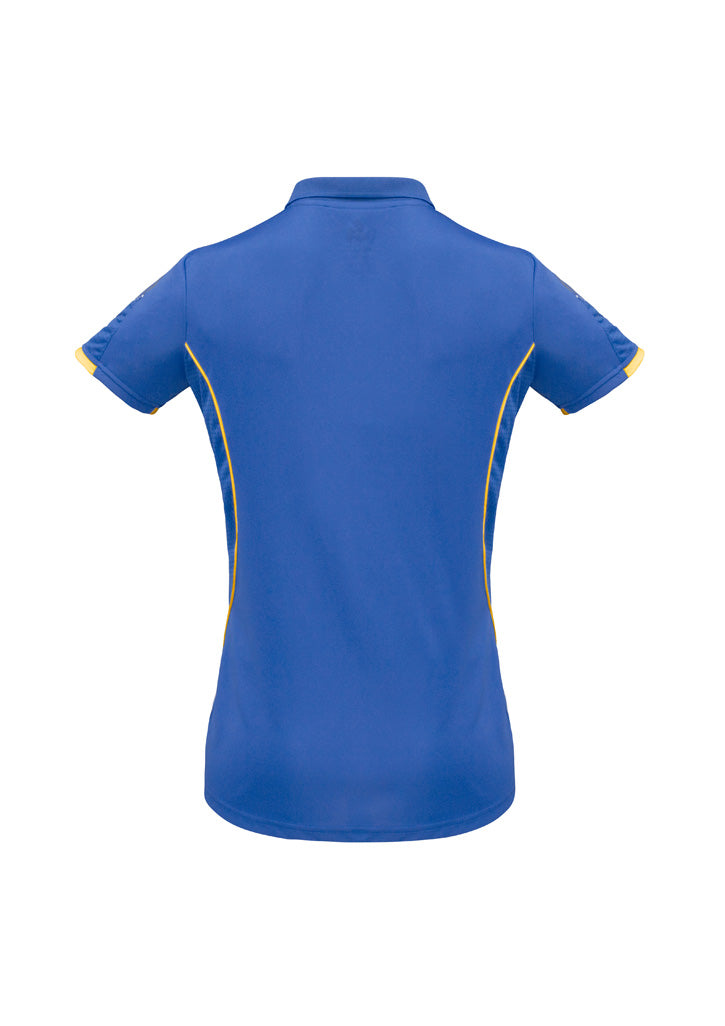 Razor Womens Short Sleeve Polo Royal/Gold back view