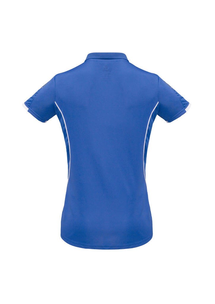 Razor Womens Short Sleeve Polo Royal/White back view