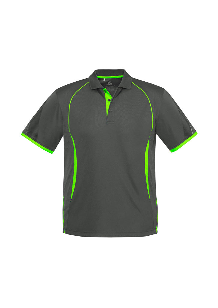 Razor Mens Short Sleeve Polo Grey/Fluoro Lime