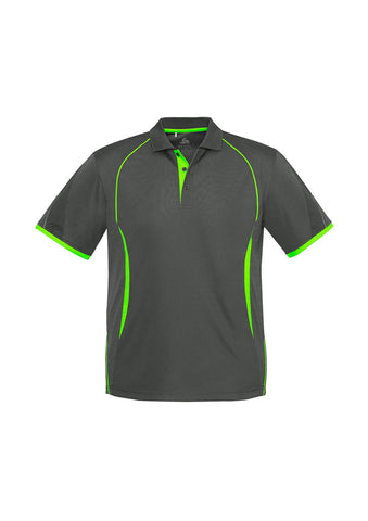 Razor Mens Short Sleeve Polo Grey/Fluoro Lime