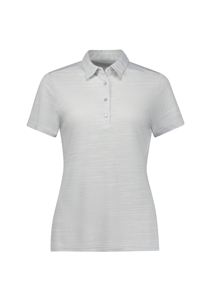 Orbit Womens Short Sleeve Polo Silver front view