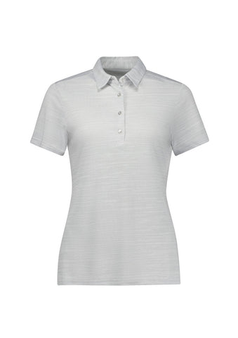 Orbit Womens Short Sleeve Polo Silver front view