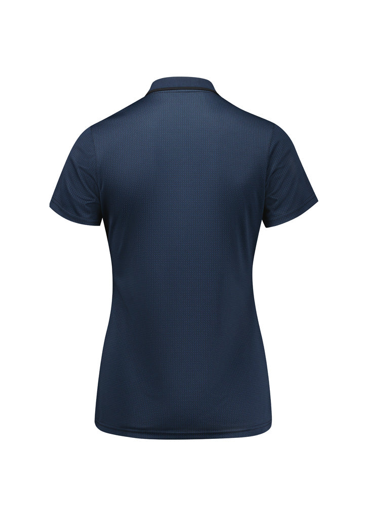 Echo Womens Short Sleeve Polo Carbon Blue back view