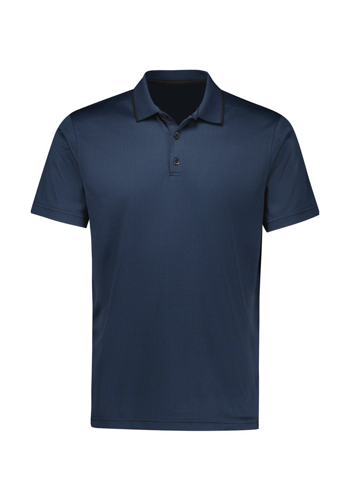 Echo Mens Short Sleeve Polo Carbon Blue front view