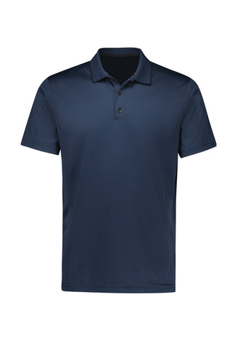 Echo Mens Short Sleeve Polo Carbon Blue front view