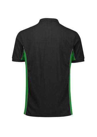 Grid Unisex Short Sleeve Polo Black/Green back view
