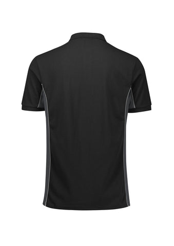 Grid Unisex Short Sleeve Polo Black/Grey back view