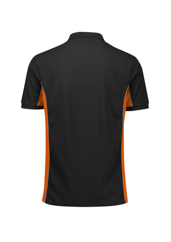Grid Unisex Short Sleeve Polo Black/Orange back view