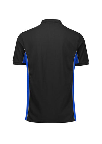 Grid Unisex Short Sleeve Polo Black/Royal back view