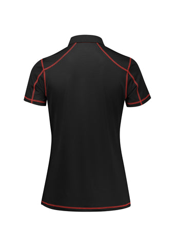 Dart Womens Short Sleeve Polo Black/Red back view