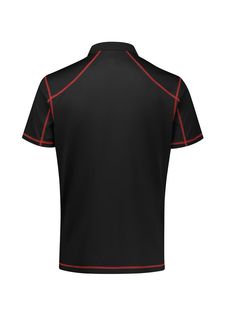 Dart Mens Short Sleeve Polo Black/Red back view