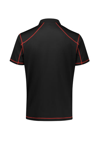 Dart Mens Short Sleeve Polo Black/Red back view