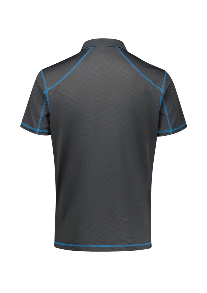 Dart Mens Short Sleeve Polo Grey/Cyan back view