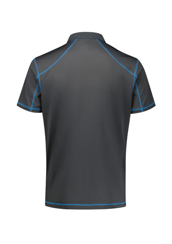 Dart Mens Short Sleeve Polo Grey/Cyan back view