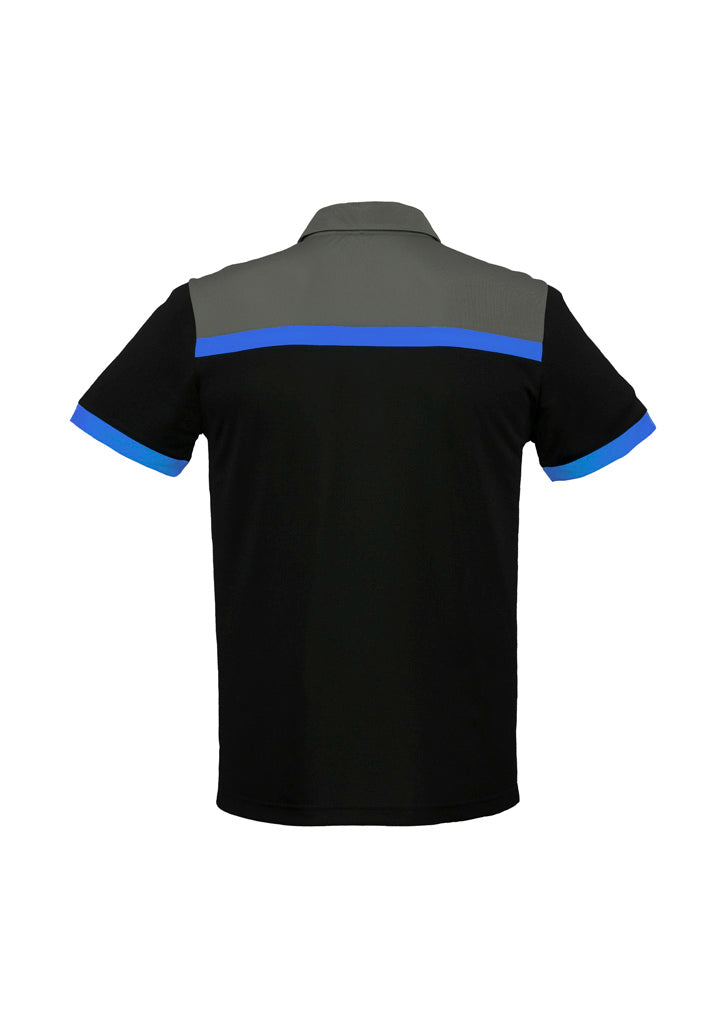 Charger Mens Short Sleeve Polo Black/Royal/Grey back view