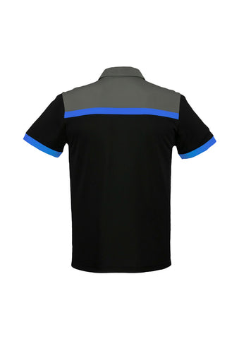 Charger Mens Short Sleeve Polo Black/Royal/Grey back view
