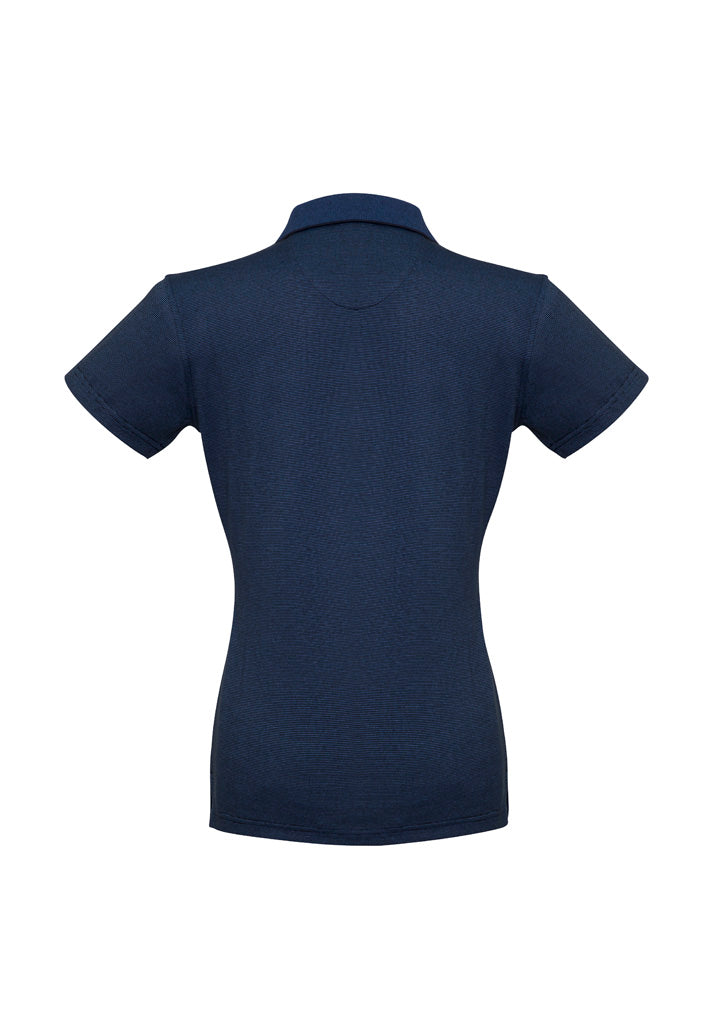 Shadow Womens Short Sleeve Polo Carbon Blue back view
