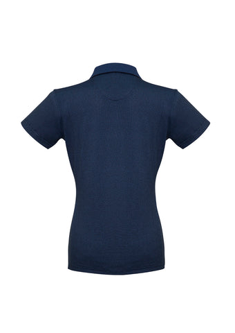 Shadow Womens Short Sleeve Polo Carbon Blue back view