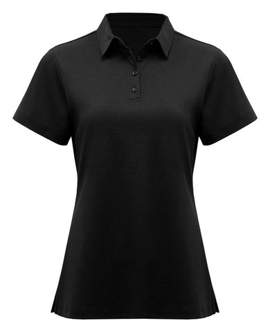 Lotus Womens Short Sleeve Polo Black front view