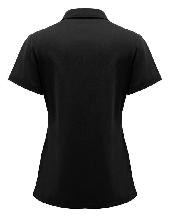 Lotus Womens Short Sleeve Polo Black back view