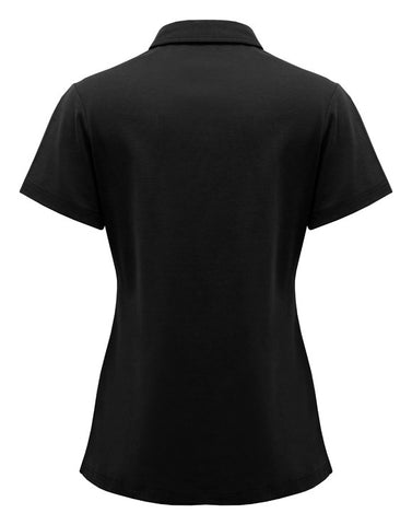Lotus Womens Short Sleeve Polo Black back view