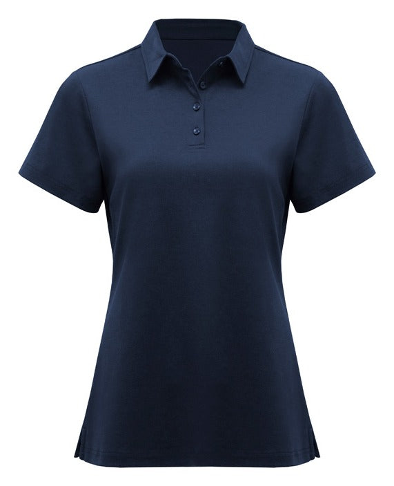Lotus Womens Short Sleeve Polo Navy front view