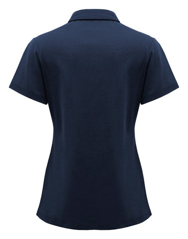 Lotus Womens Short Sleeve Polo Navy back view