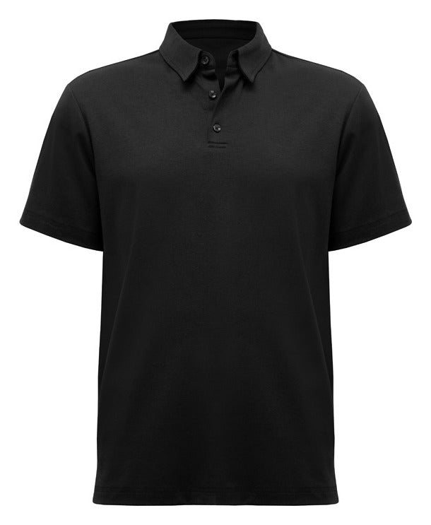 Lotus Mens Short Sleeve Polo Black front view