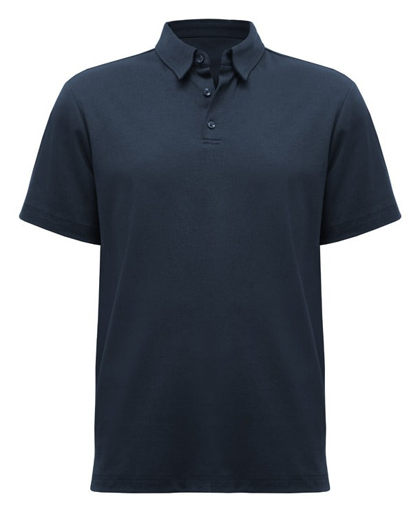 Lotus Mens Short Sleeve Polo Navy front view
