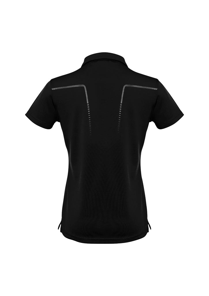 Cyber Womens Short Sleeve Polo Black/Silver back view