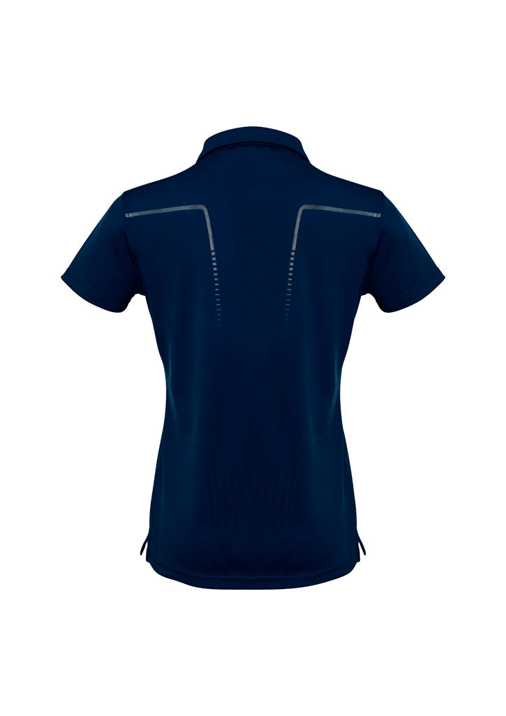 Cyber Womens Short Sleeve Polo Navy/Silver back view