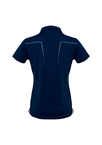Cyber Womens Short Sleeve Polo Navy/Silver back view