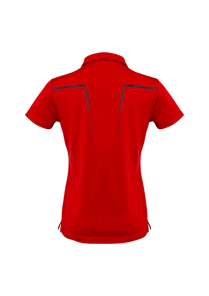 Cyber Womens Short Sleeve Polo Red/Silver back view