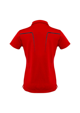 Cyber Womens Short Sleeve Polo Red/Silver back view
