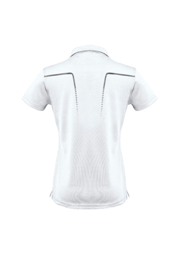Cyber Womens Short Sleeve Polo White/Silver back view