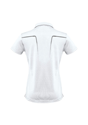 Cyber Womens Short Sleeve Polo White/Silver back view