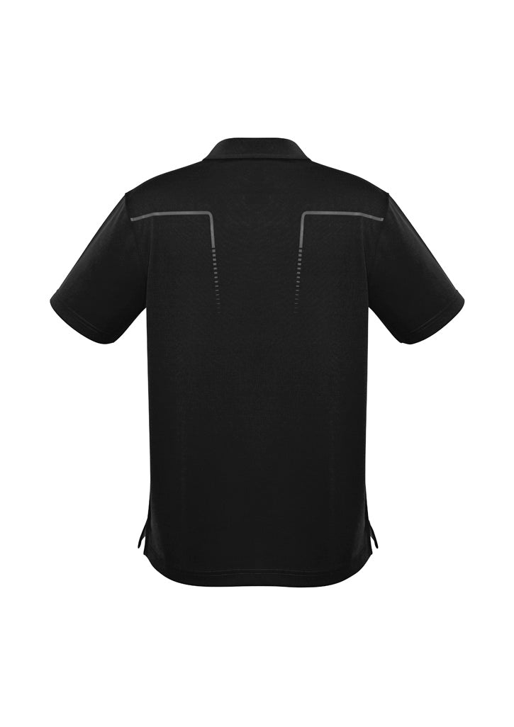 Cyber Mens Short Sleeve Polo Black/Silver back view