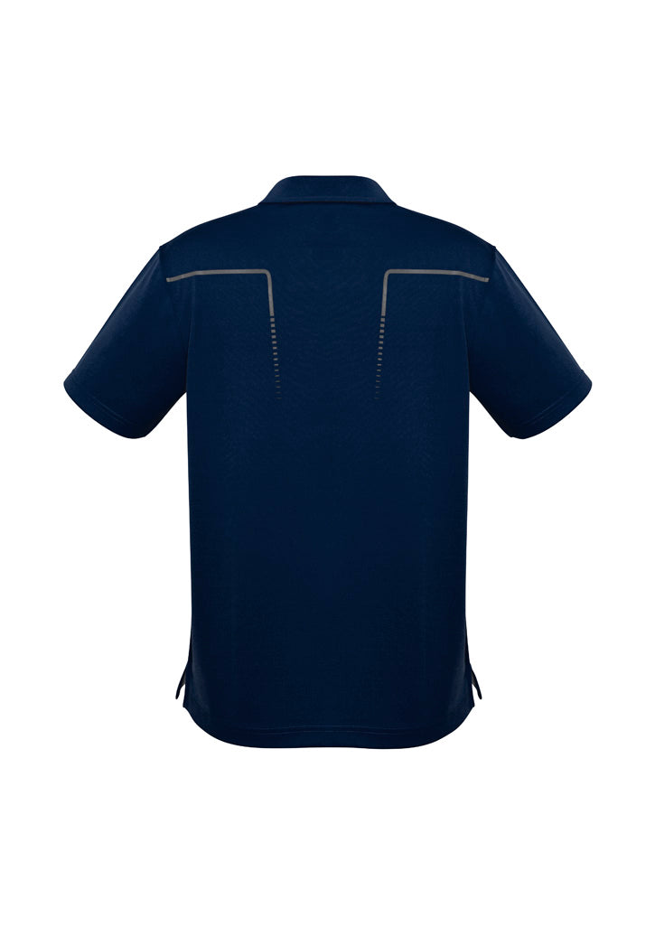 Cyber Mens Short Sleeve Polo Navy/Silver back view