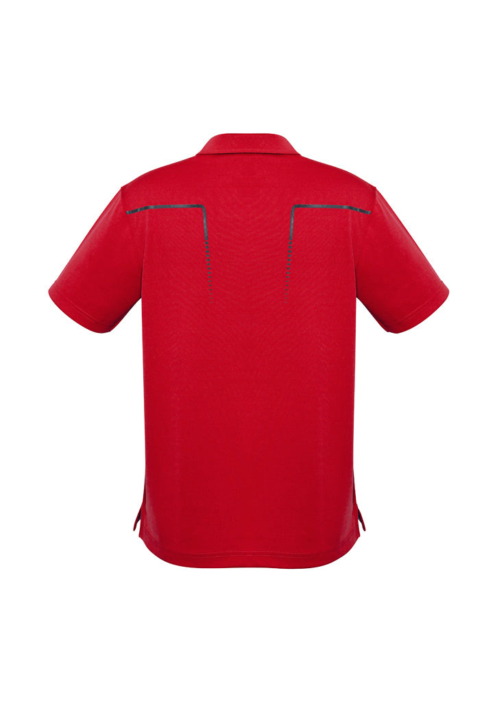 Cyber Mens Short Sleeve Polo Red/Silver back view