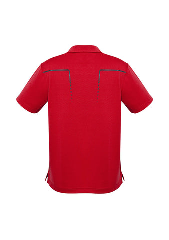 Cyber Mens Short Sleeve Polo Red/Silver back view