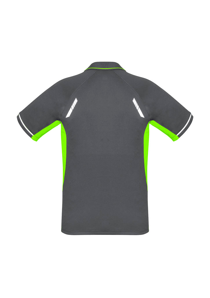 Renegade Kids Short Sleeve Polo Grey/Fluoro Lime/Silver back view