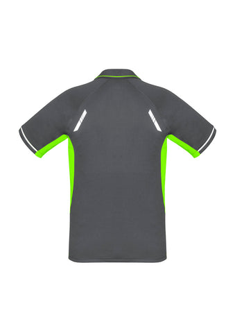Renegade Kids Short Sleeve Polo Grey/Fluoro Lime/Silver back view