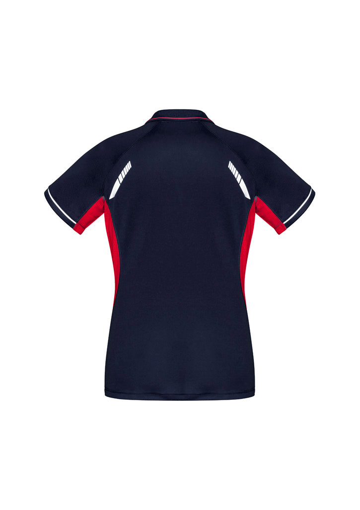 Renegade Womens Short Sleeve Polo Navy/Red/Silver back view