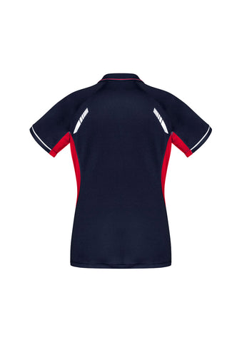 Renegade Womens Short Sleeve Polo Navy/Red/Silver back view