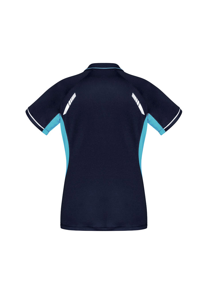 Renegade Womens Short Sleeve Polo Navy/Sky/Silver back view